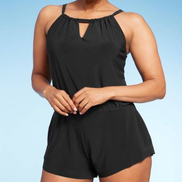 Aqua Green Other - Aqua Green black romper style swimsuit